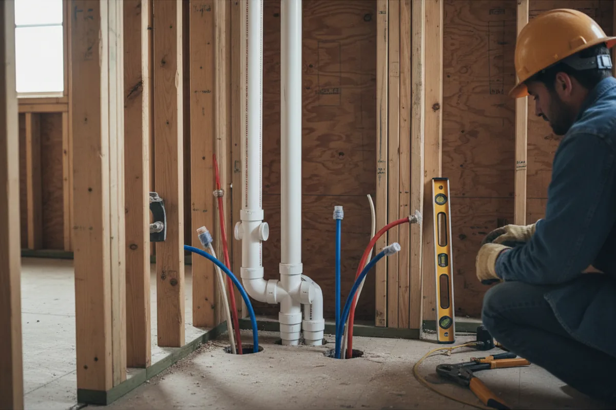 Drain and supply rough-in during Sump Pump Repair in Grover Beach